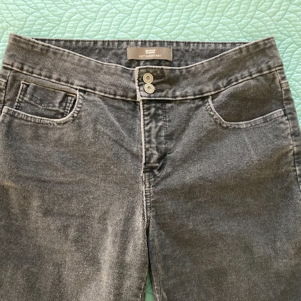 Levi's 526 Slender Boot Corduroy Jeans - Gray Size 10 EUC - Picture 5 of 7